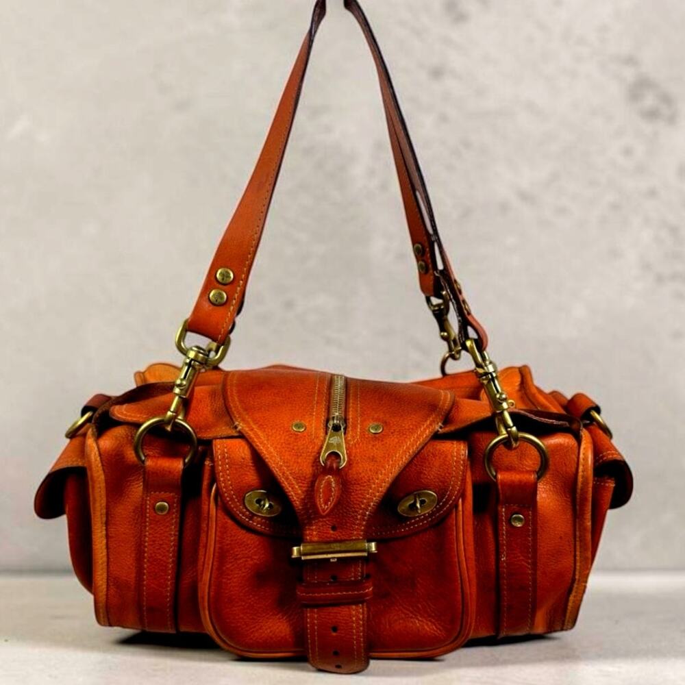 Mulberry Roxanne Chestnut Leather Satchel Bag Gold Hardware